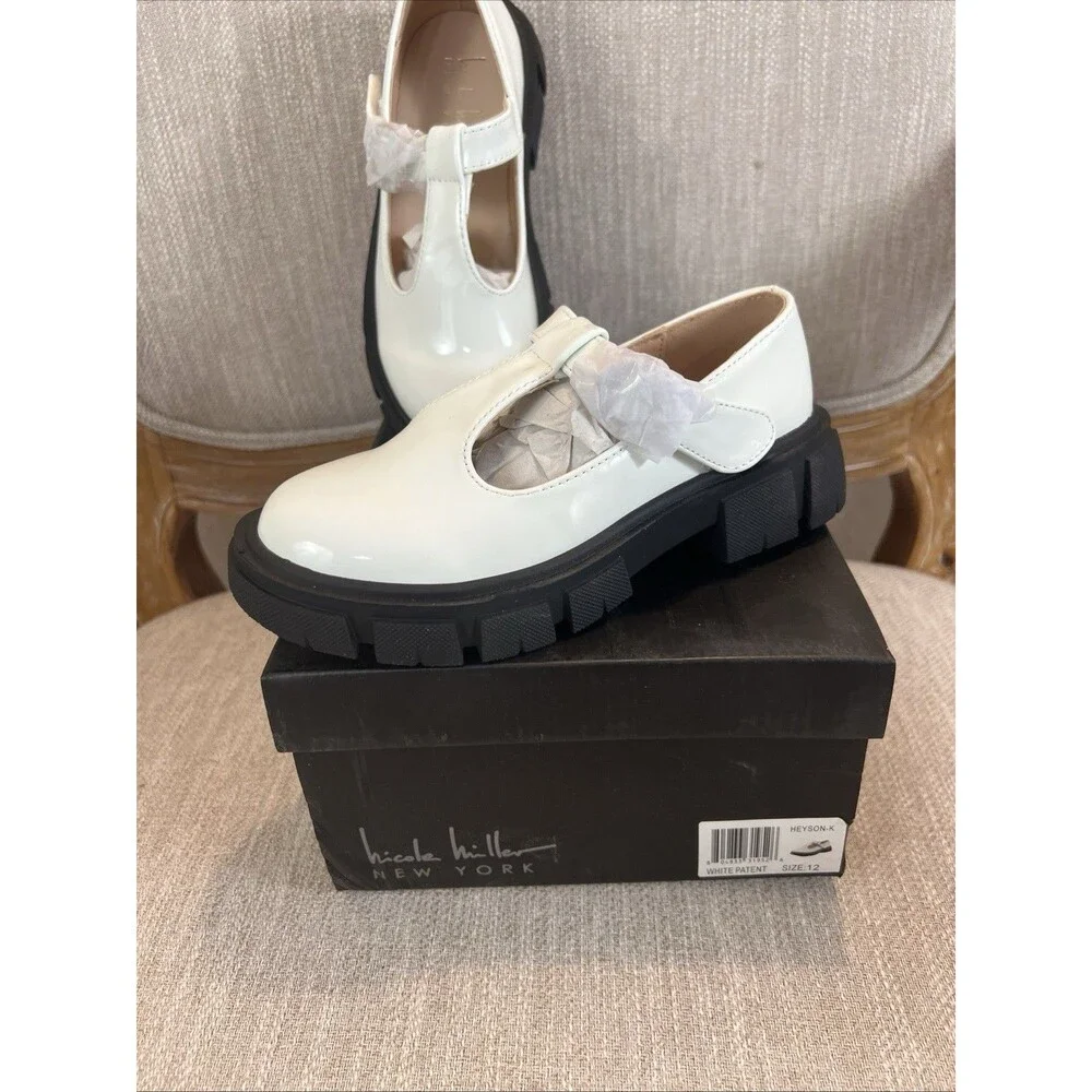 Nicole Miller White Mary Jane Chunky Lug sole coquette y2k tstrap academia sz 12